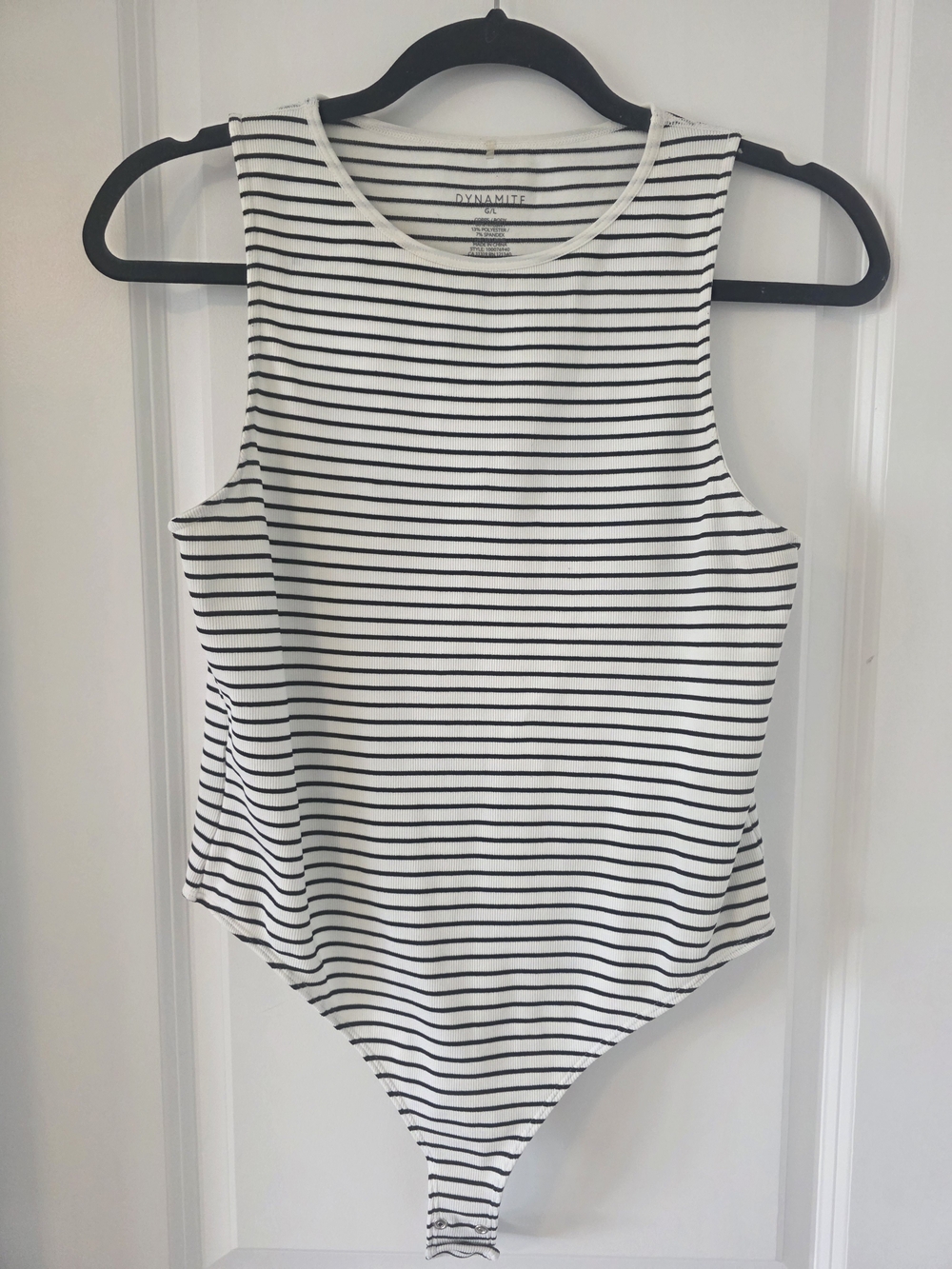 Dynamite Black & White Striped Sleeveless Ribbed Bodysuit